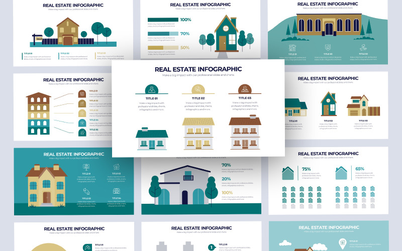 Modèle PowerPoint de infographie vectorielle de l'immobilier