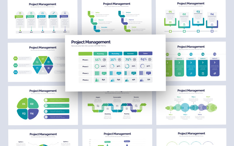 Modello di PowerPoint per infografica sulla gestione dei progetti