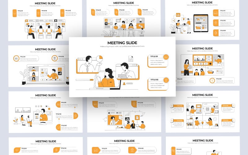 Modelo de PowerPoint de infográfico de vetor de reunião de equipe