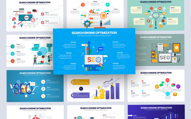 Plantilla de diapositivas de Google de infografía vectorial SEO