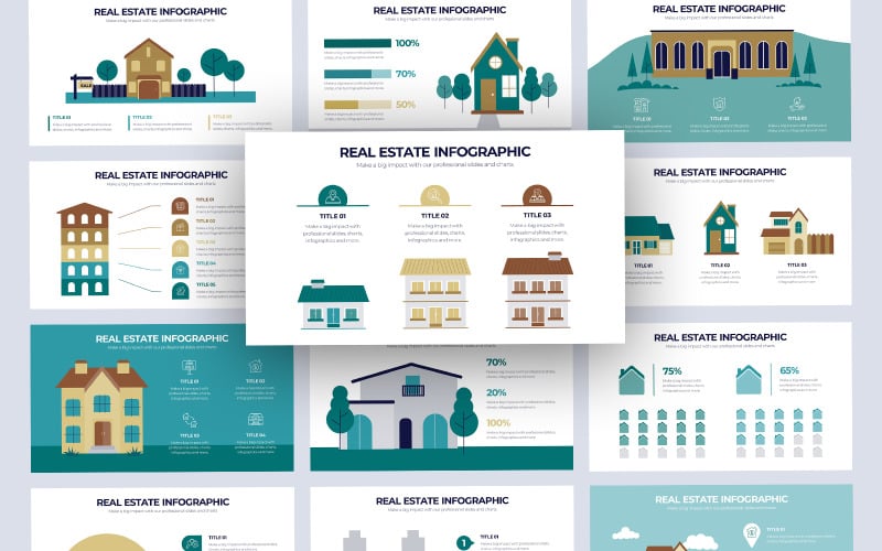 Plantilla de PowerPoint - infografía vectorial de bienes raíces