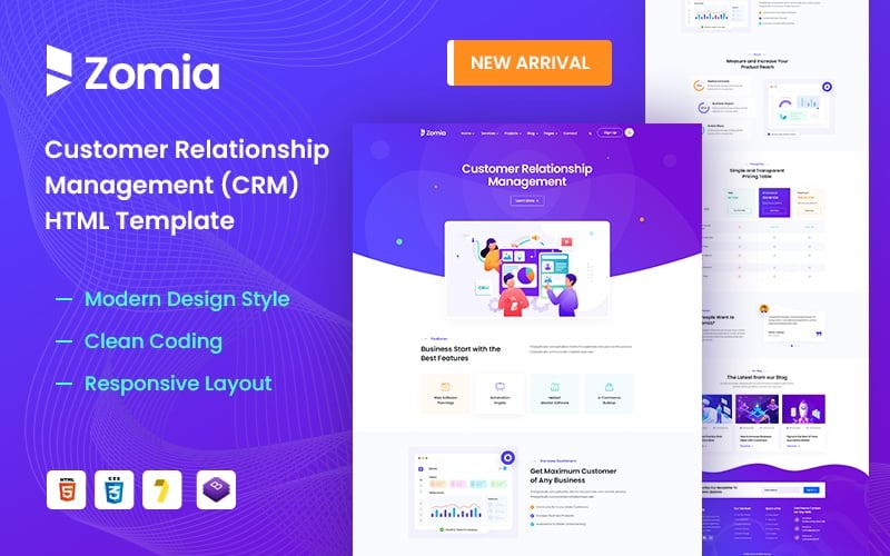 Шаблон сайта Zomia CRM и Software Bootstrap HTML5