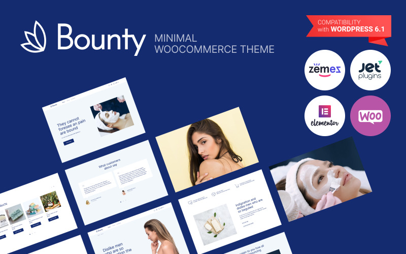 Bounty - Minimalt WooCommerce-tema för skönhet
