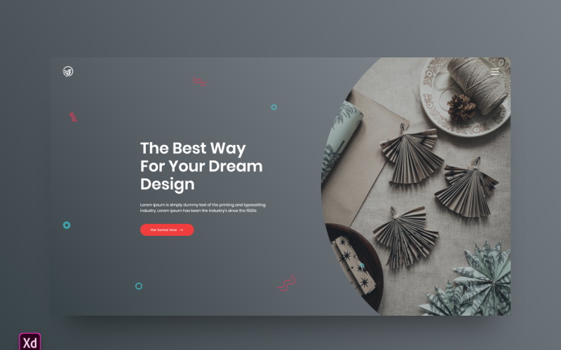 Hero Header Landing Page Adobe XD-Vorlage Vol. 38