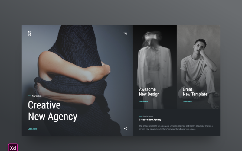 Hero Header Landing Page Adobe XD-Vorlage Vol. 48