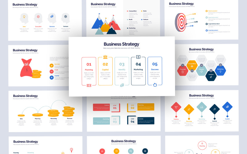 Marketingstrategie Infographic Google Slides-sjabloon