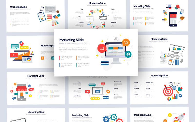 Modello PowerPoint - Infografica vettoriale di marketing