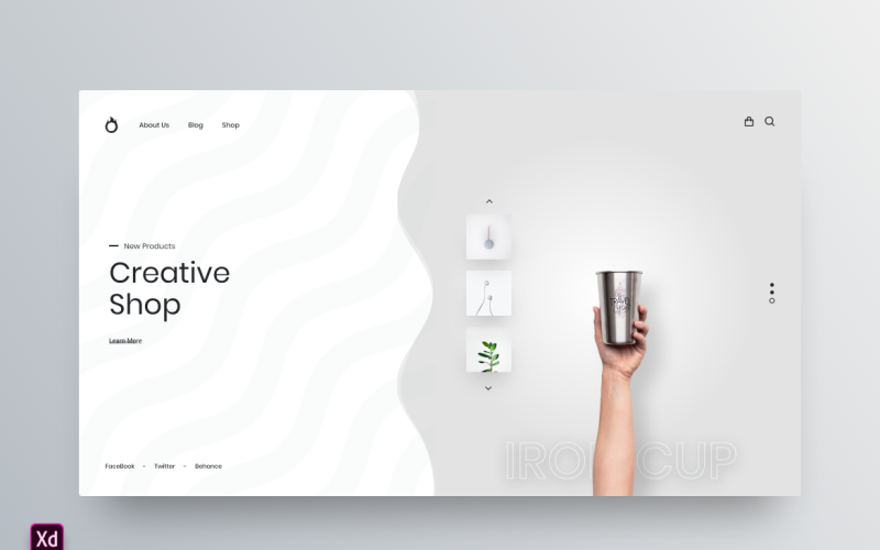 Pagina di destinazione dell'intestazione dell'eroe Adobe XD Template Vol 54