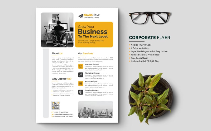 Professional Corporate Business Flyer, Leaflet, Booklet, Pamphlet Template Design Sample Example