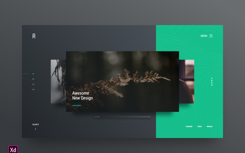 Шаблон целевой страницы Hero Header Adobe XD Vol 51
