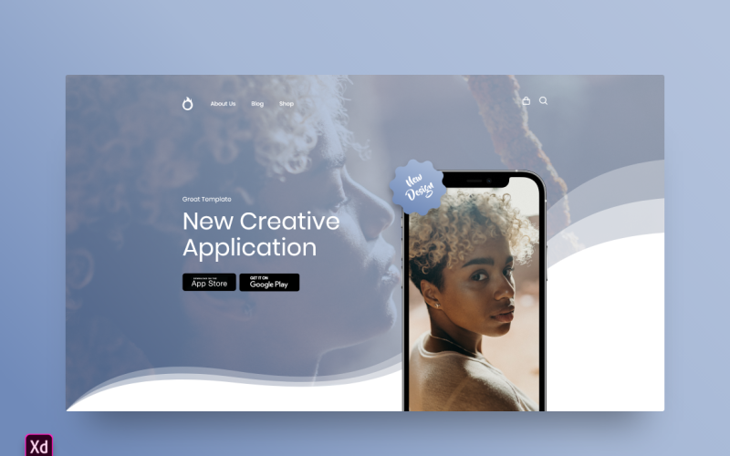 Шаблон целевой страницы Hero Header Adobe XD Vol 55