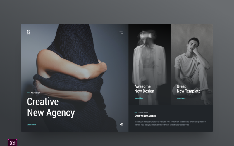 英雄标题着陆页 Adobe XD 模板第 48 卷