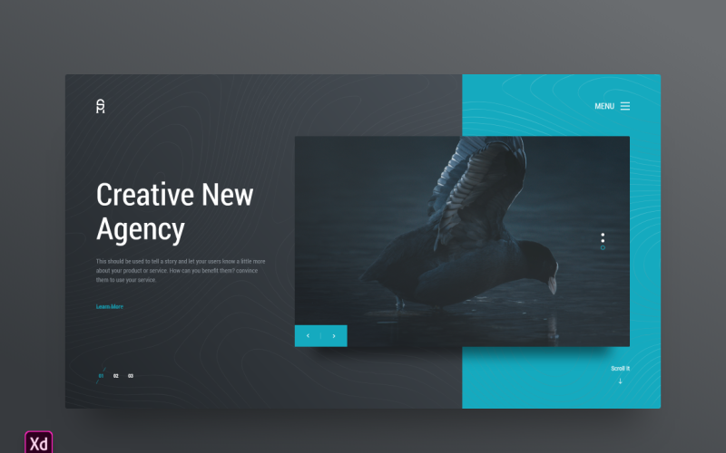 英雄标题着陆页 Adobe XD 模板第 50 卷