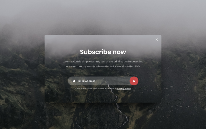 Açılır Pencere Kahraman Başlığı Açılış Sayfası Adobe XD Şablonu Cilt 026'ya abone olun