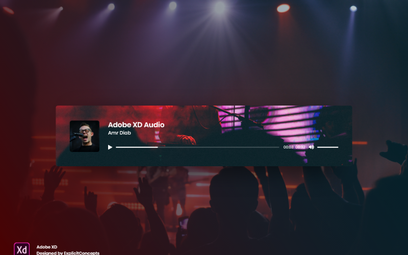 Audioplayer-Widget Hero Header Landing Page Adobe XD Template Vol 038