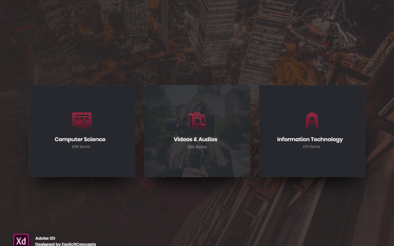 Categorie articoli Intestazione eroe Pagina di destinazione Adobe XD Template Vol 040