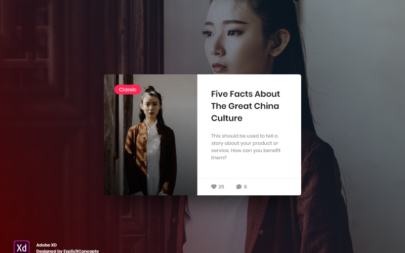 Elemento del blog Pagina di destinazione dell'intestazione dell'eroe Adobe XD Template Vol 052