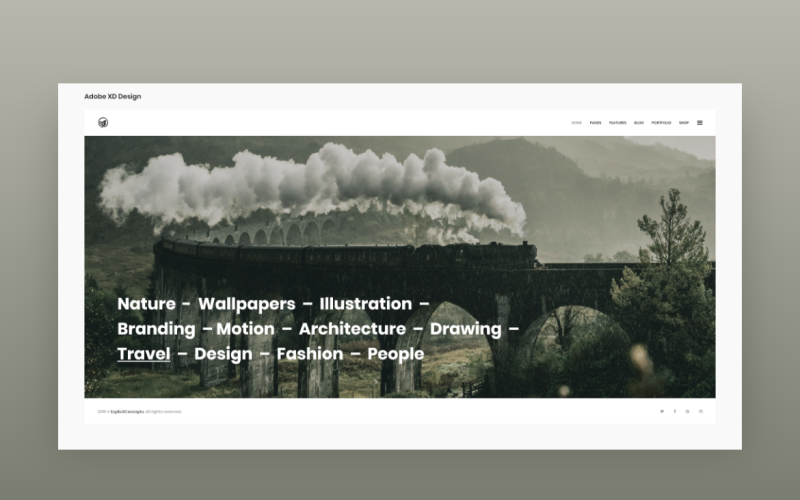 Hero Header-bestemmingspagina Adobe XD-sjabloon Vol 011