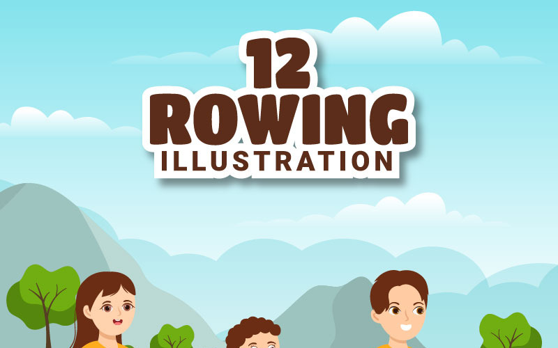 12 Illustrazione di sport di canottaggio
