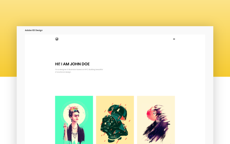 Kahraman Başlığı Açılış Sayfası Adobe XD Şablonu Cilt 006