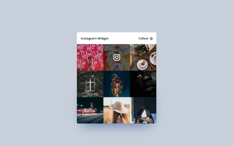 Página de destino do cabeçalho do herói do widget do Instagram Adobe XD Template Vol 033