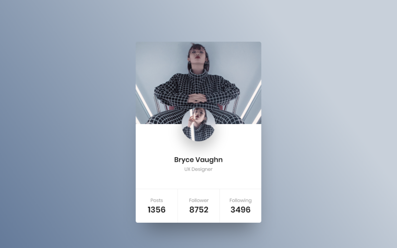 Profil bemutató Widget Hero Header nyitóoldal Adobe XD sablon Vol 029