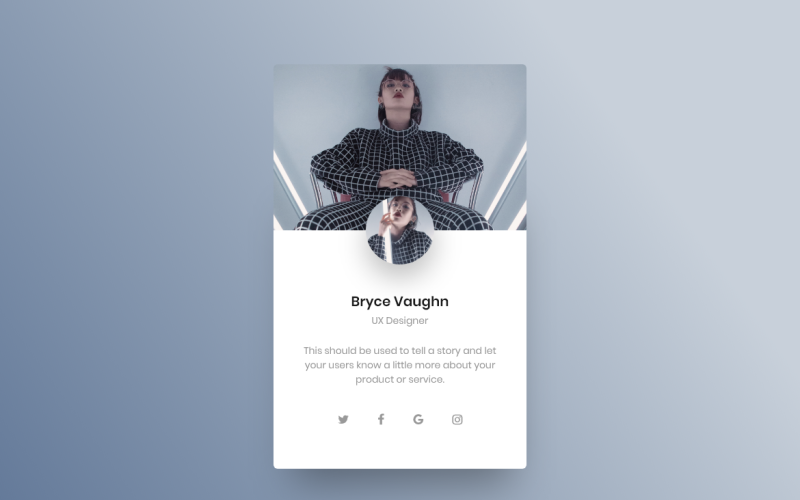 Profile Showcase Widget Hero Header Landing Page Modello Adobe XD Vol 015