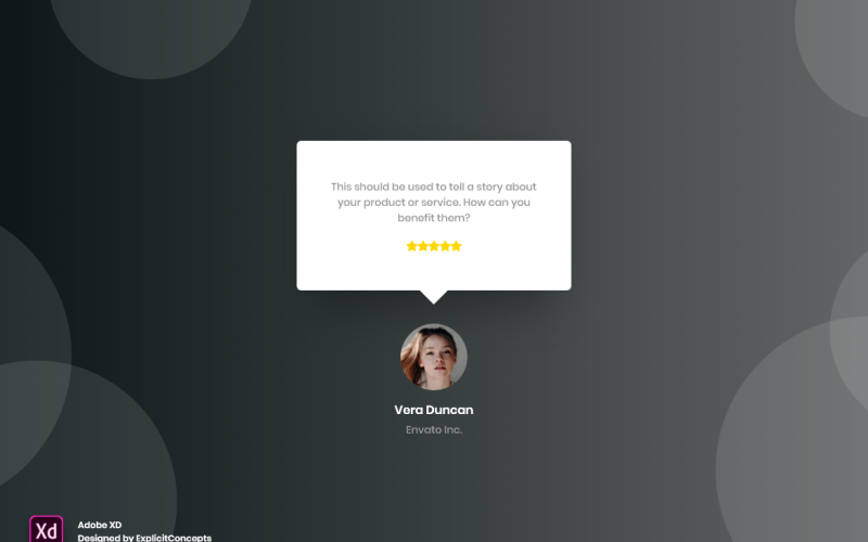 Шаблон цільової сторінки заголовка Hero Testimonial Adobe XD, том 048