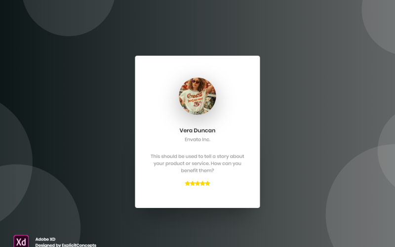 Strona docelowa nagłówka bohatera świadectwa Szablon Adobe XD, tom 046