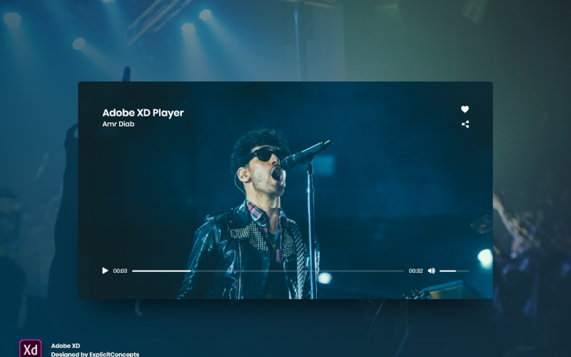 Video Player Hero Header Úvodní stránka Adobe XD Template Vol 037