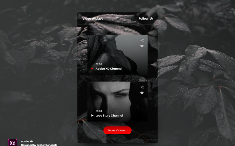 Video Widget Hero Header Zielseite Adobe XD Template Vol 036