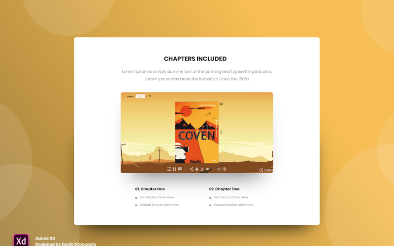 Ebook-Kapitel Hero Header Landing Page Adobe XD Template Vol 065