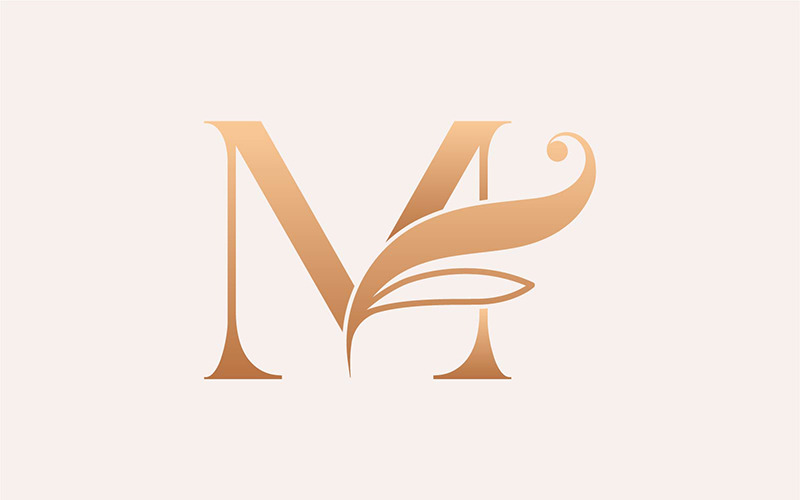 Modelo de logotipo de beleza de massagem natural letra M
