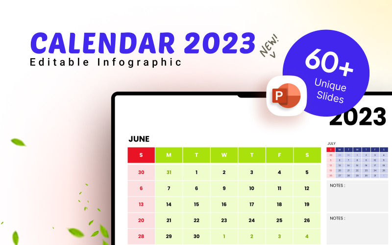 日历 2023 信息图表 PowerPoint 模板