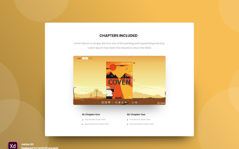 Розділи електронної книги Hero Header Landing Page Adobe XD Template Vol 065