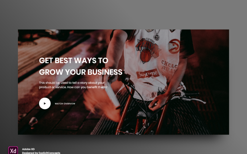 Sekce videa Hero Header Landing Page Adobe XD Template Vol 060