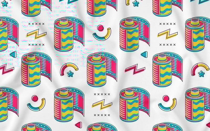 Camera Roll Film (90's Vibe) Vector de patrones sin fisuras