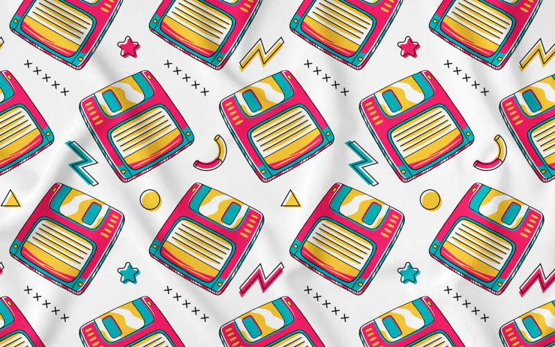 Floppy Disk (90-es évek hangulata) Seamless Pattern Vector