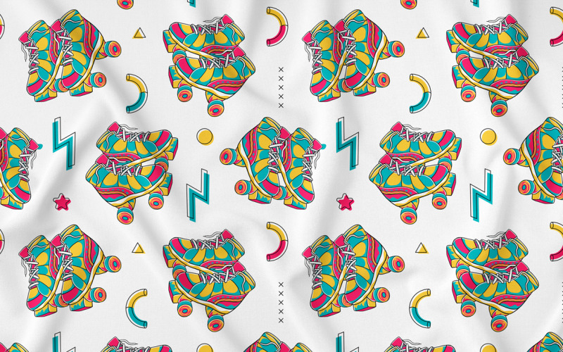 Patins à roulettes (90's Vibe) Seamless Pattern Vector