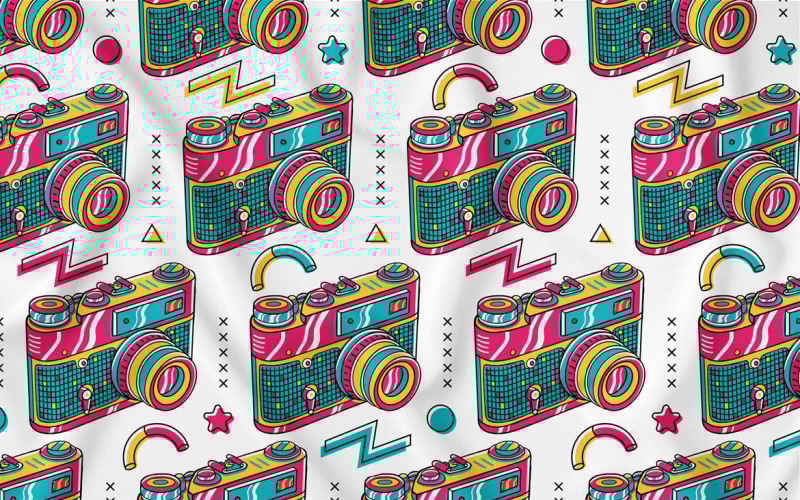 Vecteur de modèle sans couture de caméra (90's Vibe)