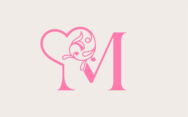 Coeur Or Rose Beauté Lettre M