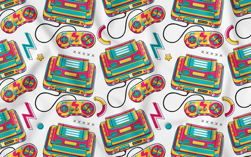 Game Classic Console (90's Vibe) Seamless Pattern Vector