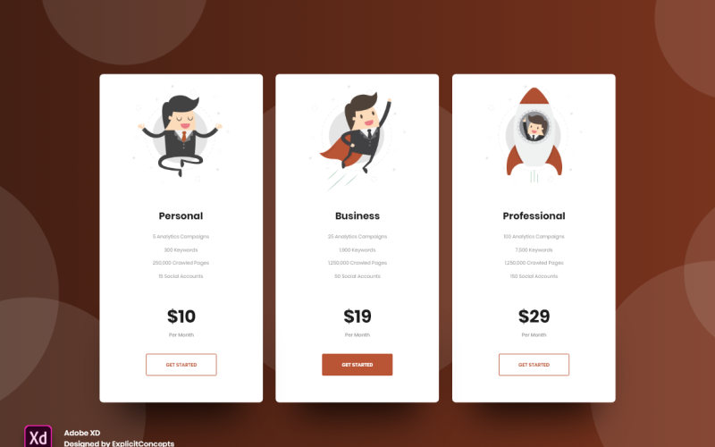 SEO Pricing Table Hero Header Целевая страница Шаблон Adobe XD Vol 070