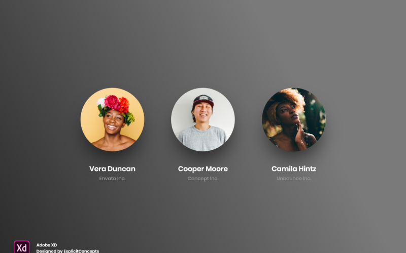 Teamsectie Hero Header Landingspagina Adobe XD-sjabloon Vol 080