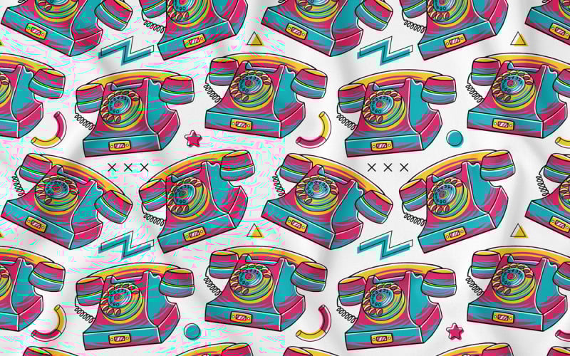 Телефон (90-е Vibe) Бесшовный узор вектор