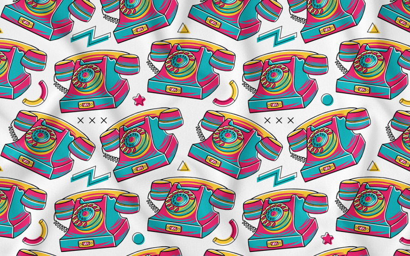 Teléfono (90's Vibe) Vector de patrones sin fisuras