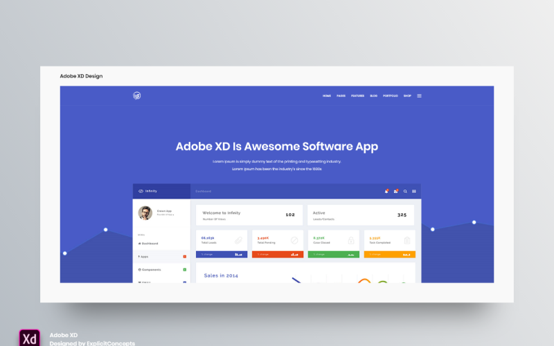 Hero Header Landing Page Adobe XD Template Vol 098