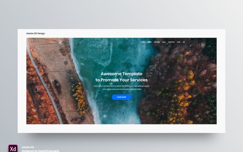 Hero Header Landing Page Adobe XD-Vorlage Vol. 090