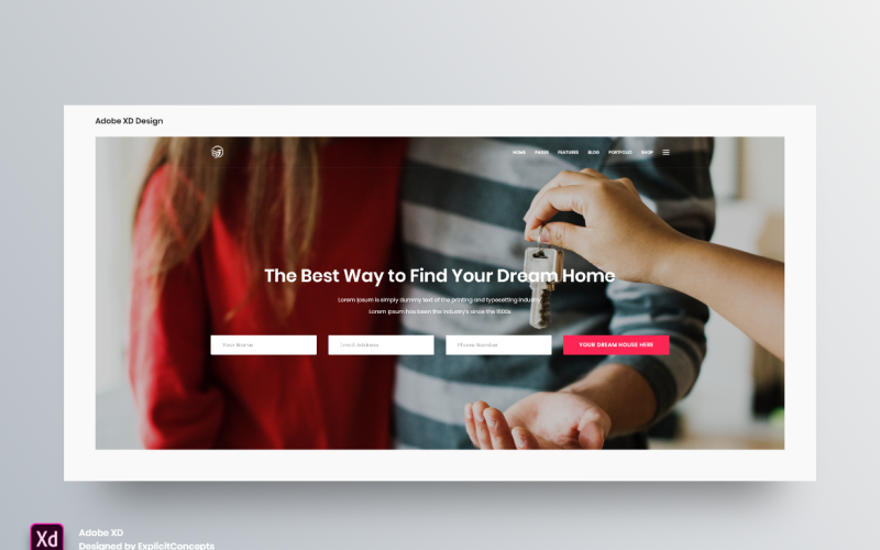 Hero Header Landing Page Adobe XD-Vorlage Vol. 097