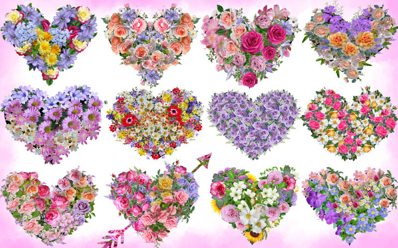 Imágenes Prediseñadas de corazón de flor, ilustración de corazón de flor